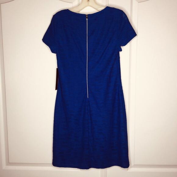 Marc New York Andrew Marc Short Sleeve A-Line Texture Knit Jacquard Dress MEDIUM - Picture 4 of 9